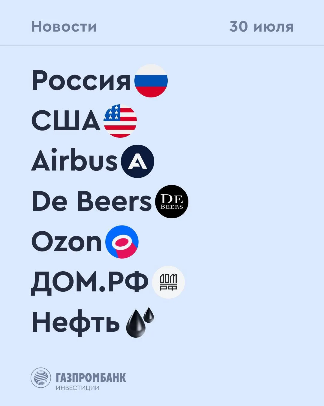 ￼➡️ Что происходит на рынке
Сегодня, 30 июля
⠀
￼🔹 По данным Росстата, инфляция в РФ с 21 по 27 июля