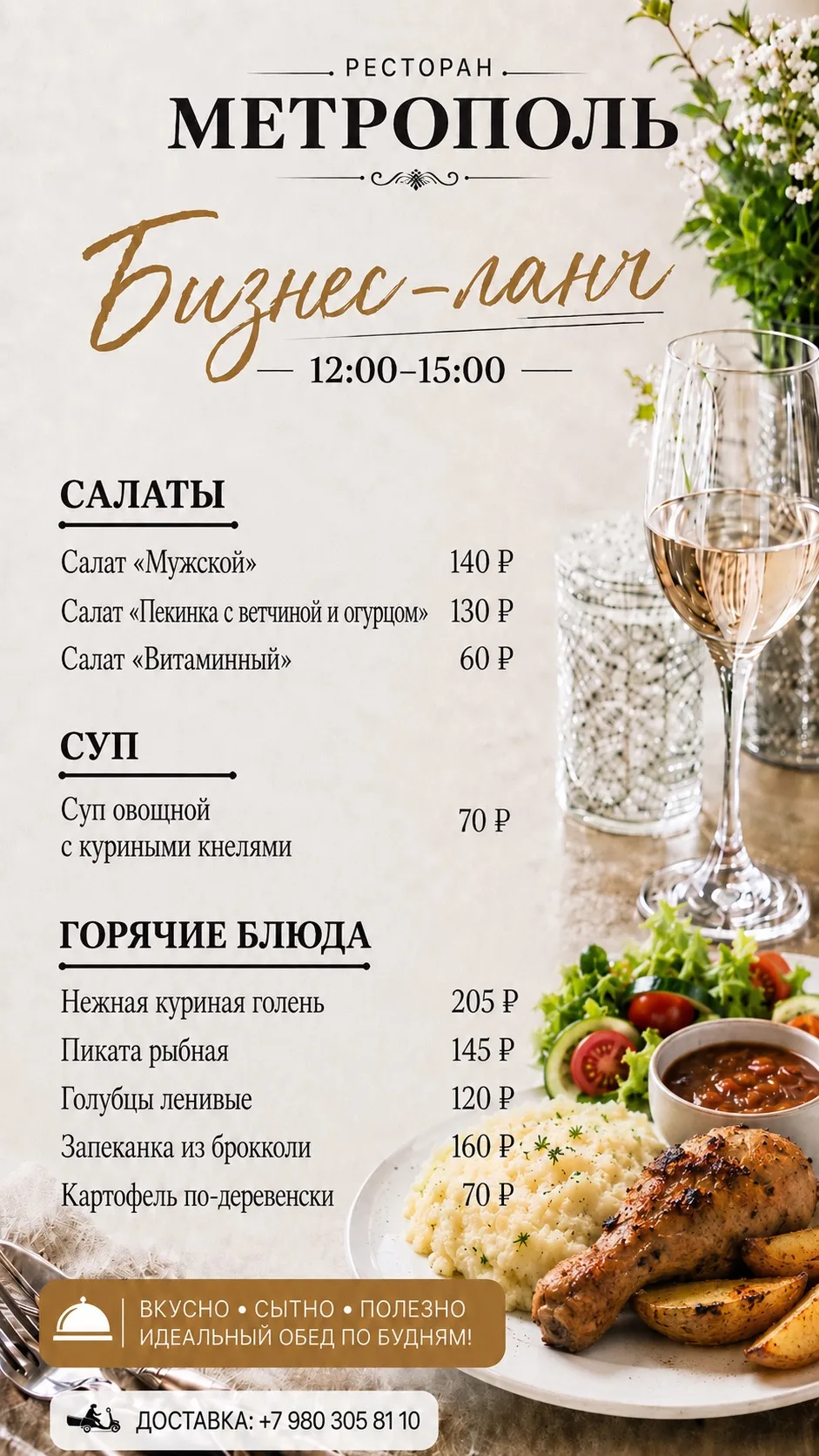 Бизнес-ланч в ресторане «Метрополь» — отличный повод сделать обед вкуснее 🥗