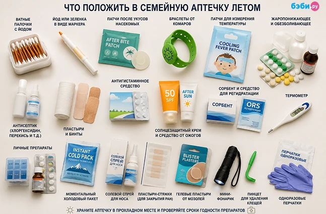 💊Что хранить  в семейной аптечке летом?  Летом семейная аптечка становится особенно важной. Укусы на