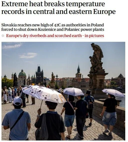 🔥Невероятные показатели жары зафиксированы в Европе: в Словакии термометры показали +4...