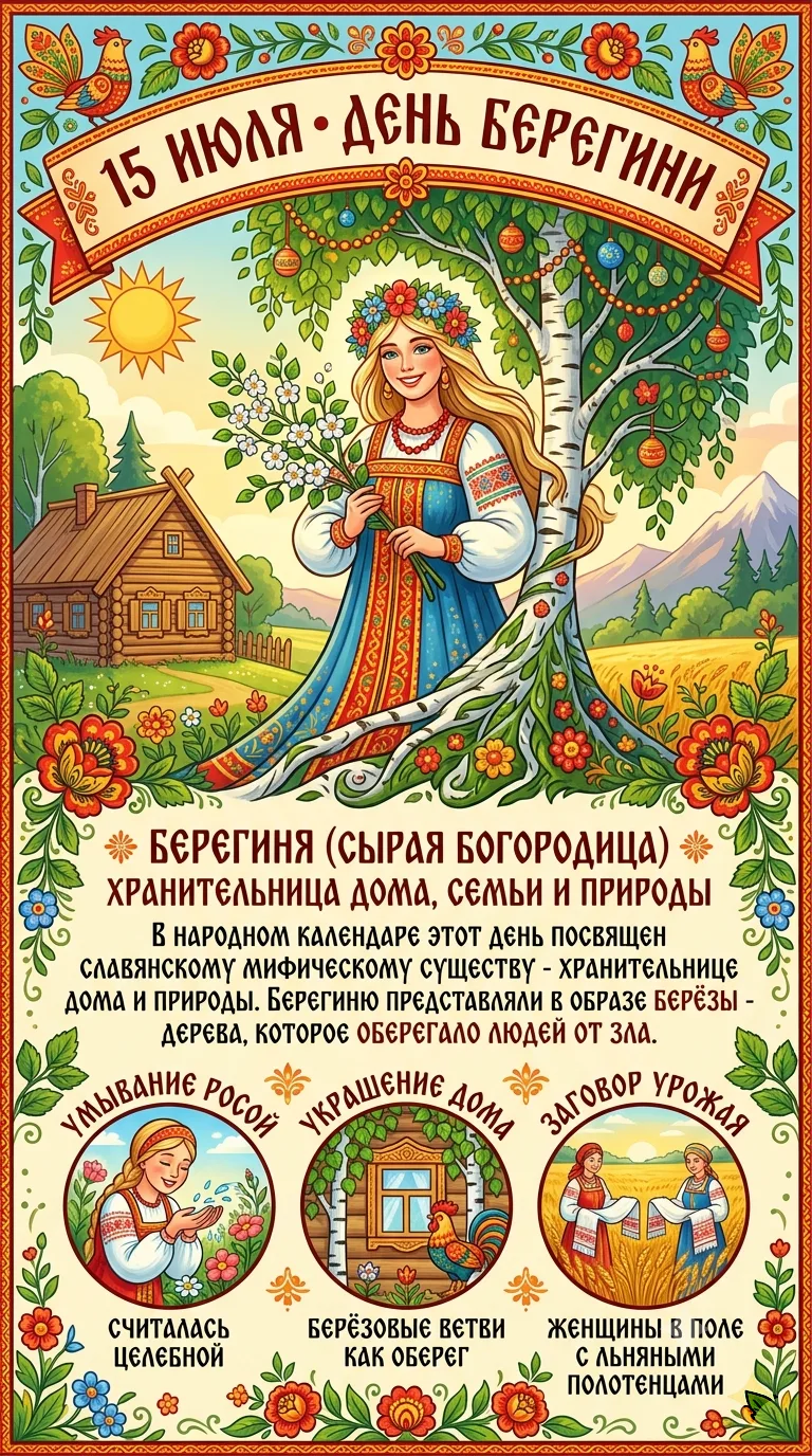 🌿 15 июля — День Берегини: Хранительницы дома и природы 🌿

Сегодня в народном календаре особенный 