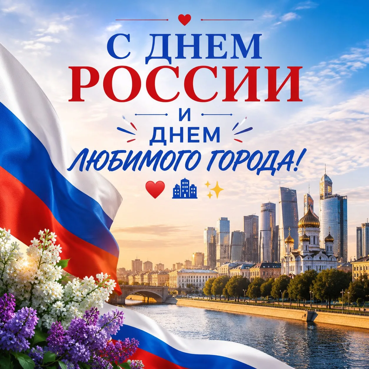 С ДНЕМ РОССИИ И ДНЕМ ЛЮБИМОГО ГОРОДА! 🇷🇺🏙️✨
