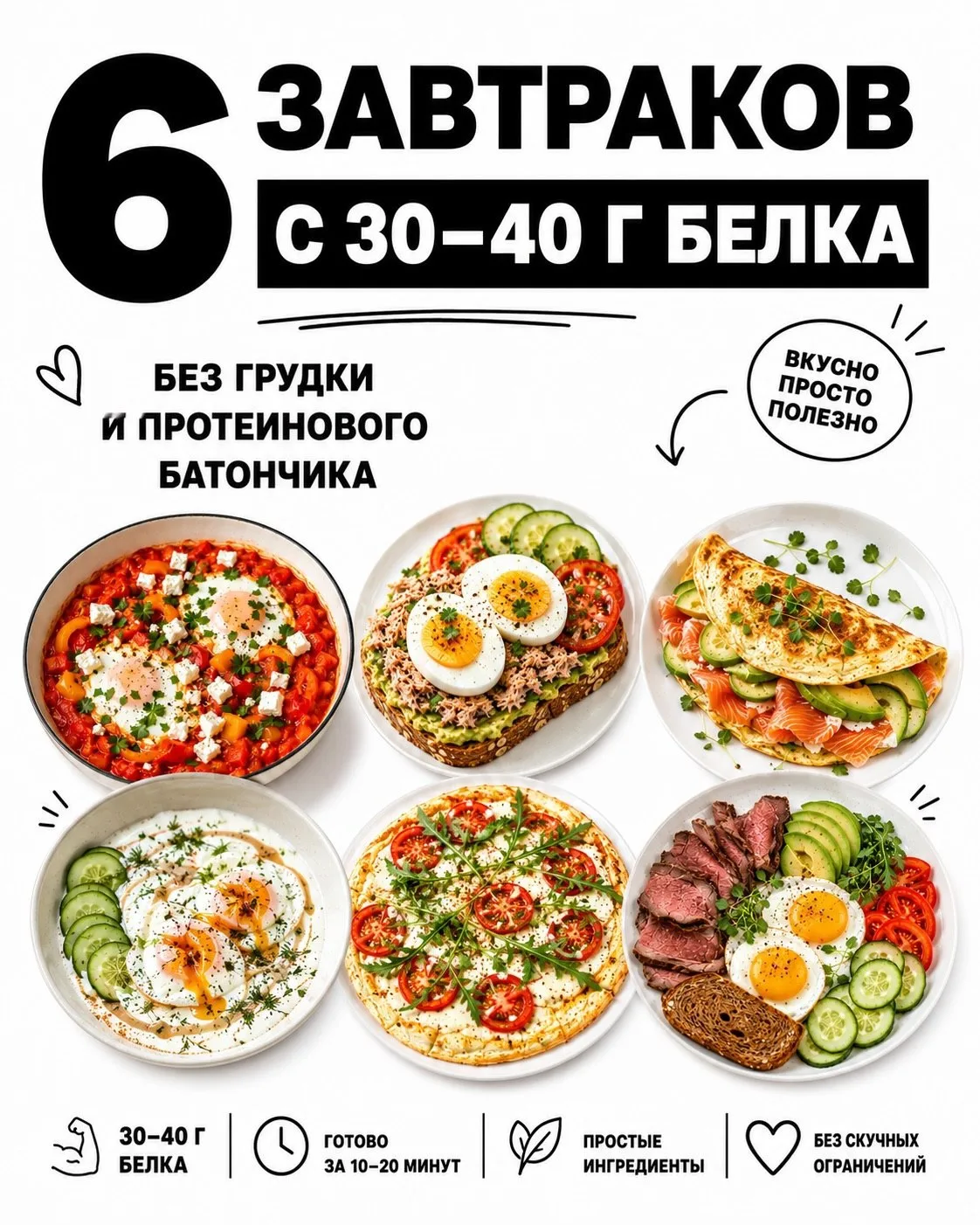 📝 БЕЛКОВЫЙ ЗАВТРАК — ЭТО НЕ СКУЧНО! 🤭