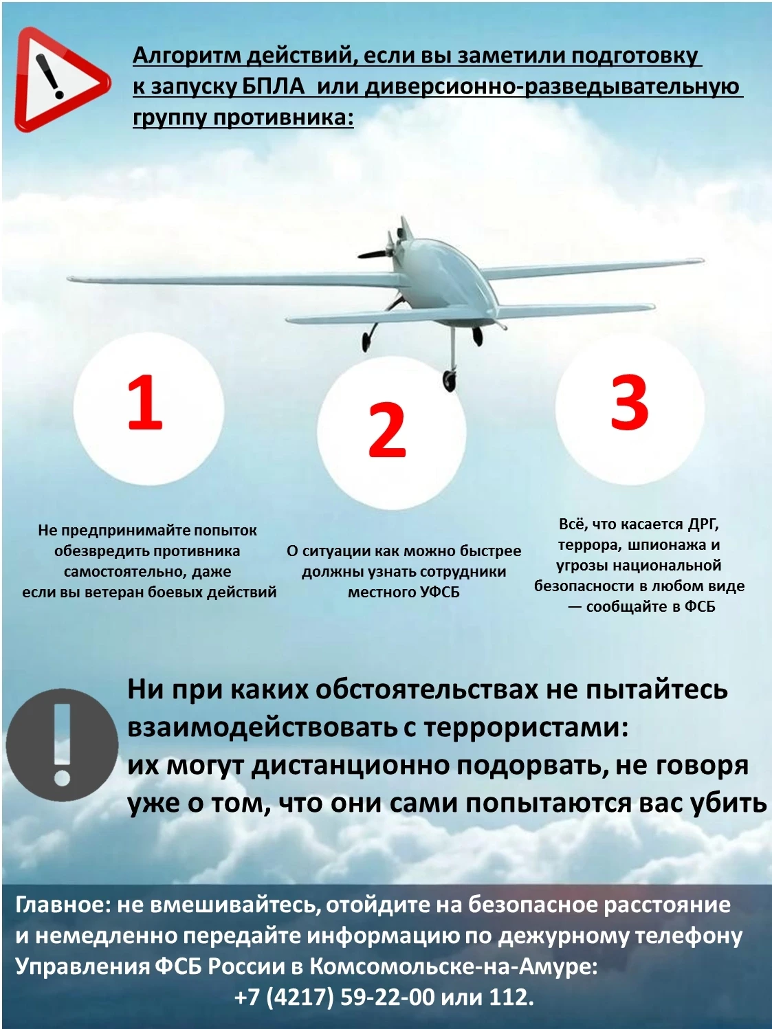 Алгоритм действий, если вы заметили подготовку к запуску БПЛА или диверсионно-разведывательную групп
