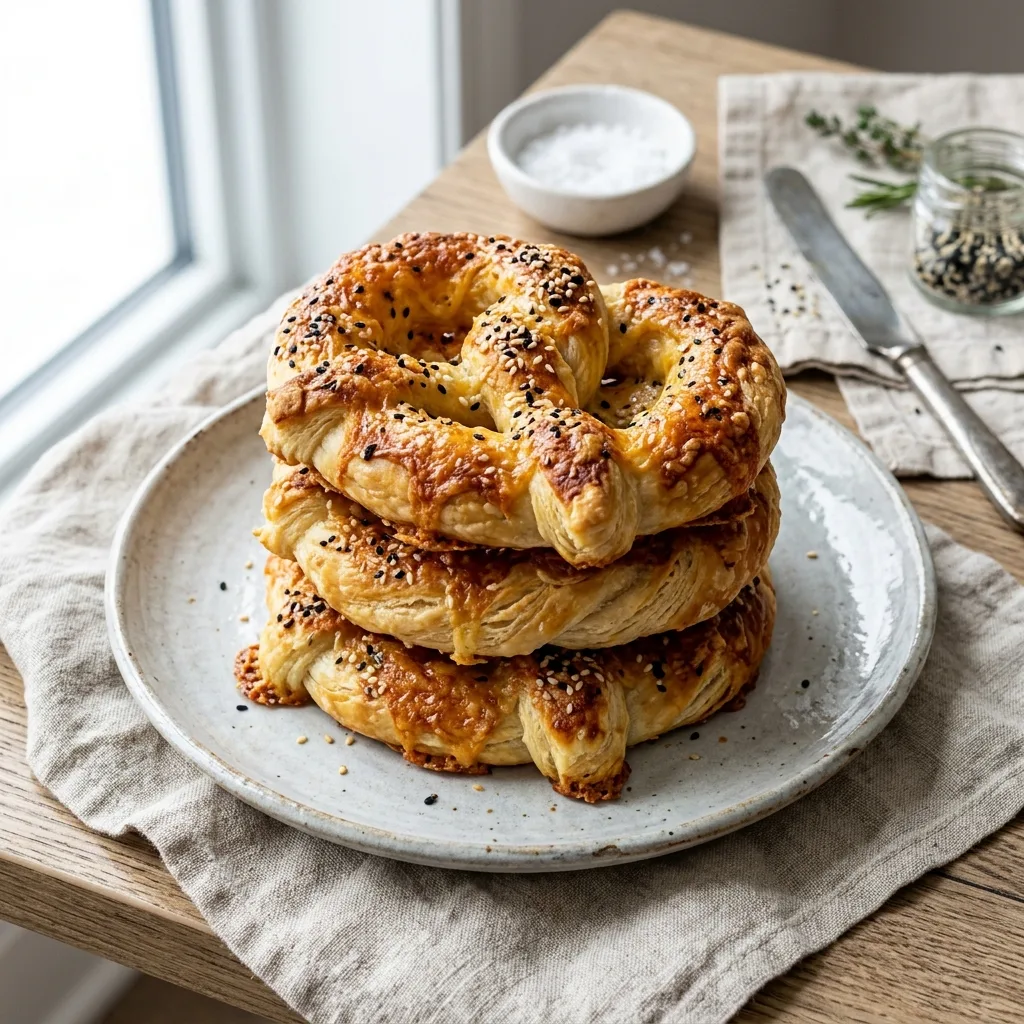 🥨 Золотистые творожные крендели с сыром

Ингредиенты:
Для нежного творожного теста (на 6–8 больших 