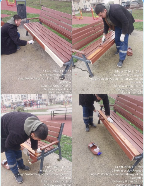 🛠 В рамках весенних работ уделяем внимание не только детским площадкам, но и другим элементам дворов