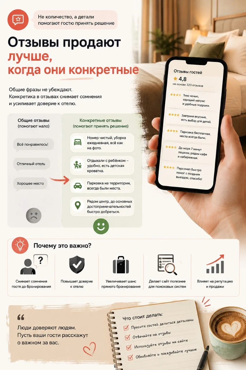 Отзывы продают лучше, когда они конкретные