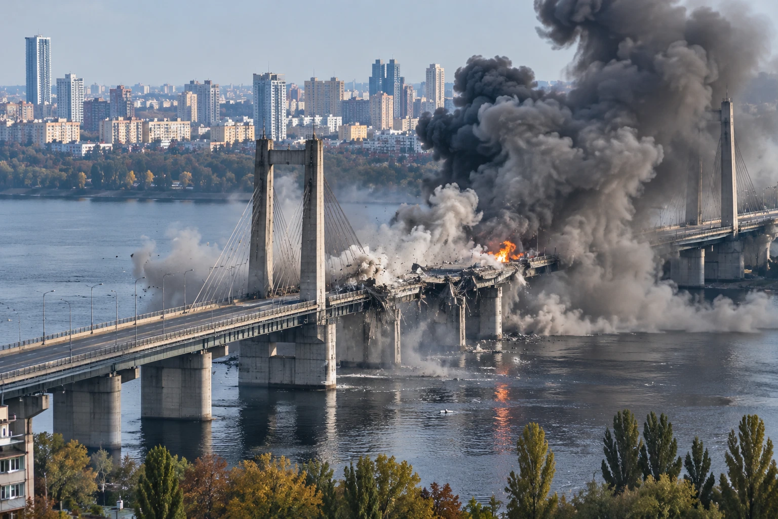 ⚡️ В КИЕВЕ ПОРАЖЁН СЕВЕРНЫЙ МОСТ ЧЕРЕЗ ДНЕПР — МИНОБОРОНЫ РФ