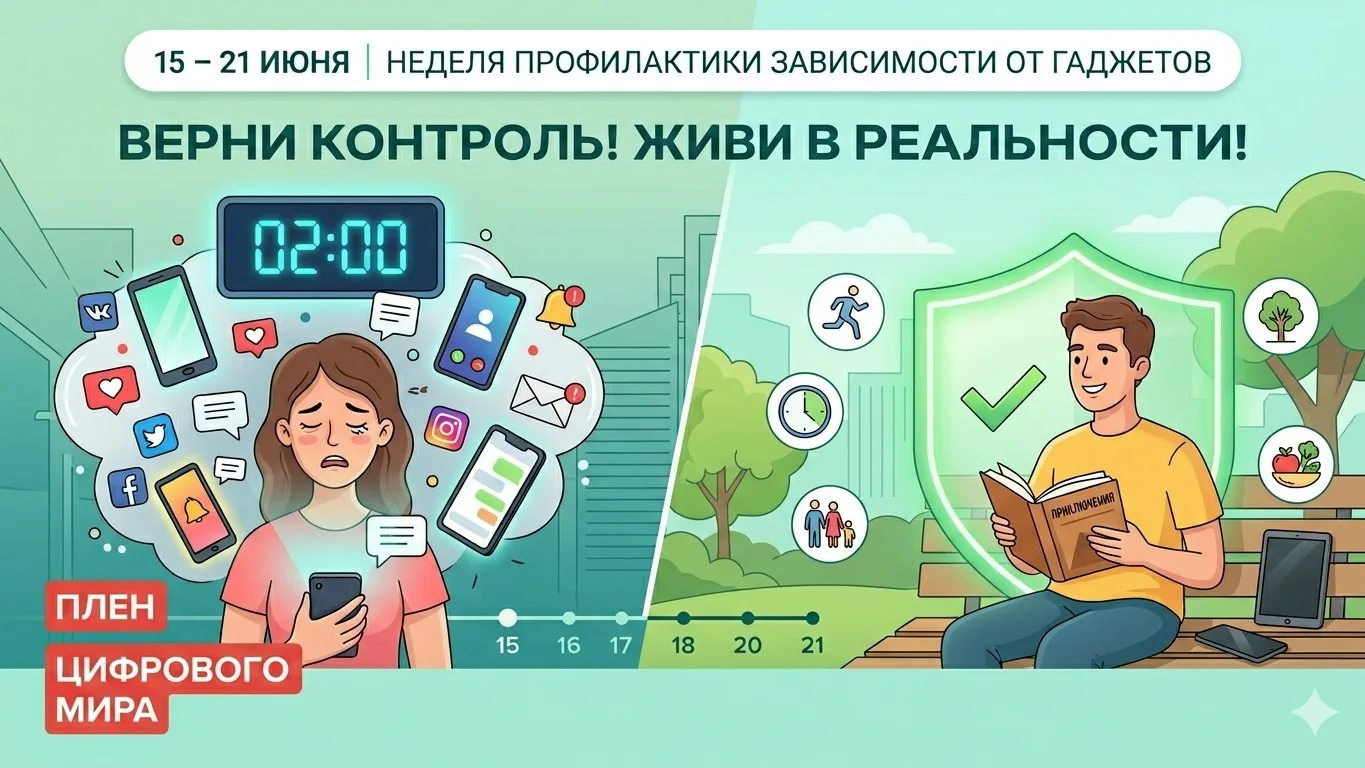 📱 15 – 21 июня — Неделя профилактики зависимости от гаджетов!