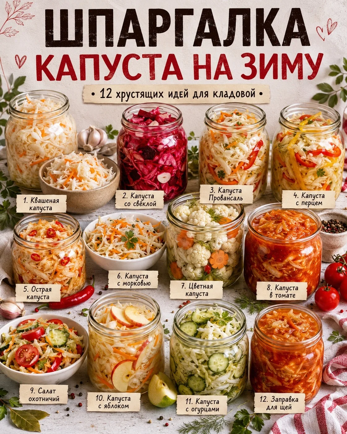 Капуста на зиму — это хрустящая, сочная и очень домашняя заготовка, которая всегда выру...