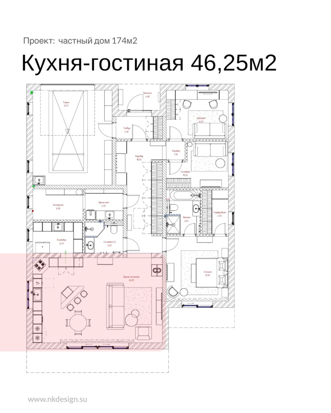 Кухня-гостиная в доме