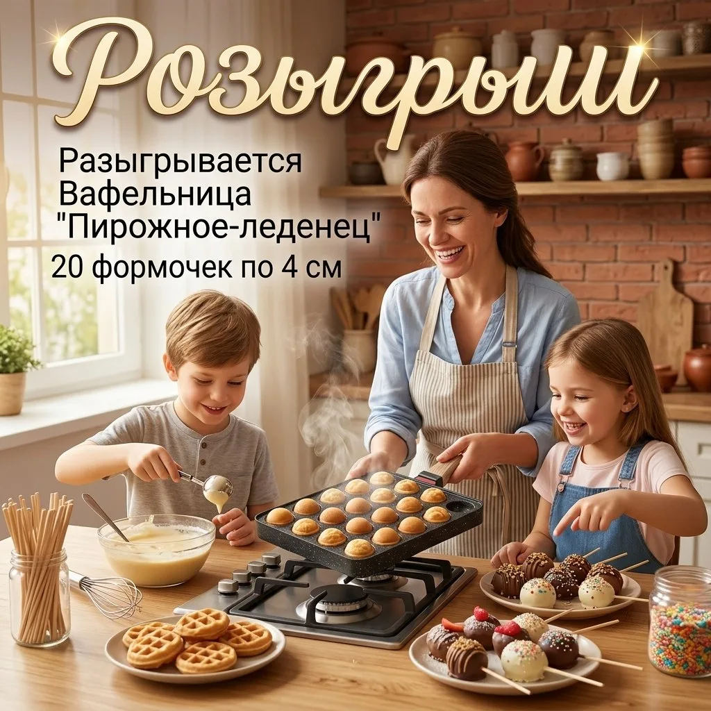 Напоминаем, что в канале проходит розыгрыш ⬇

Подарок:
Вафельница "Пирожное-леденец"  

Переходите п