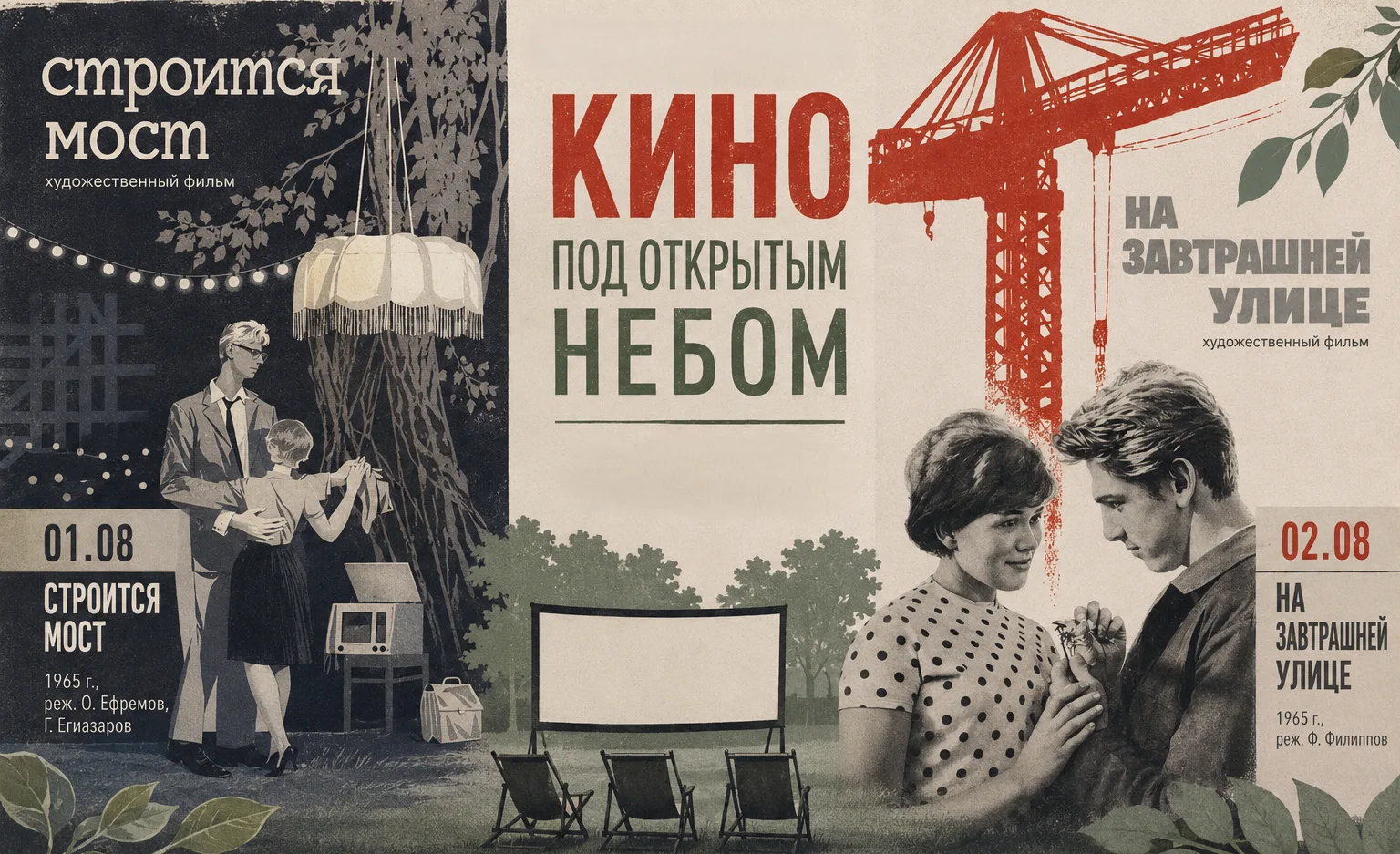 Напоминание! 🔔

🎬 Расписание сеансов на выходные:
все показы — с 21:00 

✦ 01.08 — «Строится мост»