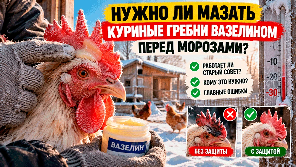 ❄️ Нужно ли мазать куриные гребни вазелином перед морозами – работает ли старый совет п...