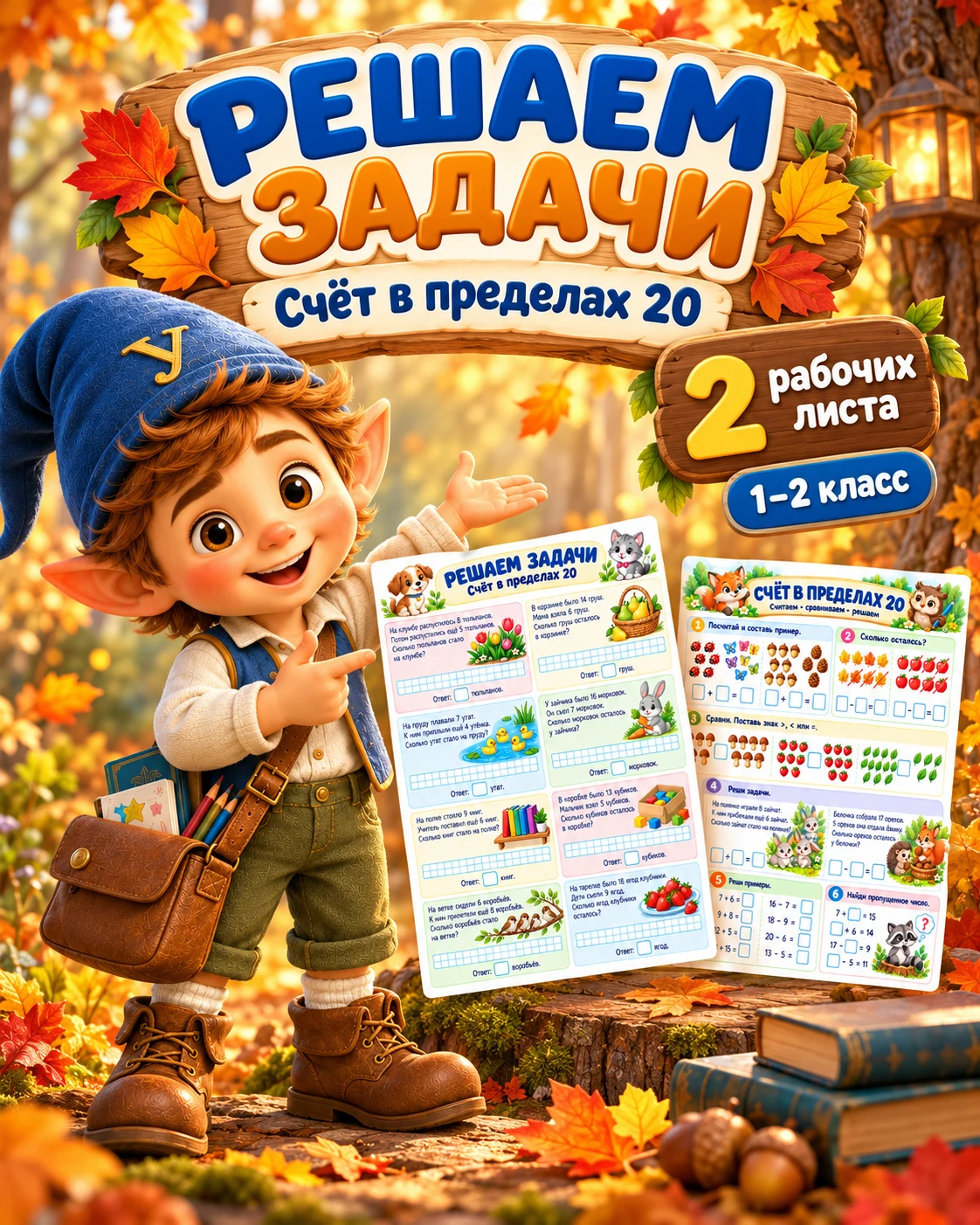 🧮 Рабочие листы по математике для 1–2 класса!