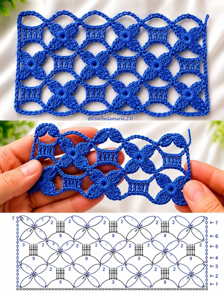 Ажурный узор крючком💠