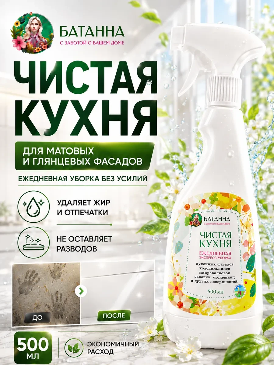 ⚡️ Чистящее моющее средство спрей для кухни уборки антижир, БАТАННА