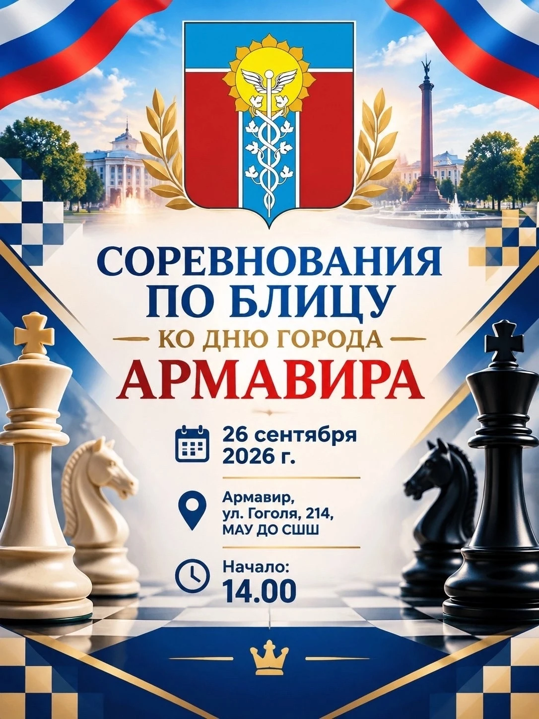 В АРМАВИРЕ ПРОЙДЕТ ШАХМАТНЫЙ БЛИЦ КО ДНЮ ГОРОДА