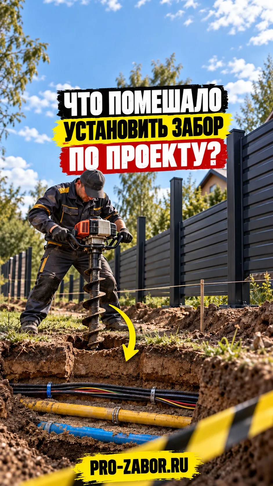 ‼️ КАБЕЛИ И ТРУБЫ МЕШАЮТ УСТАНОВКЕ ЗАБОРА?