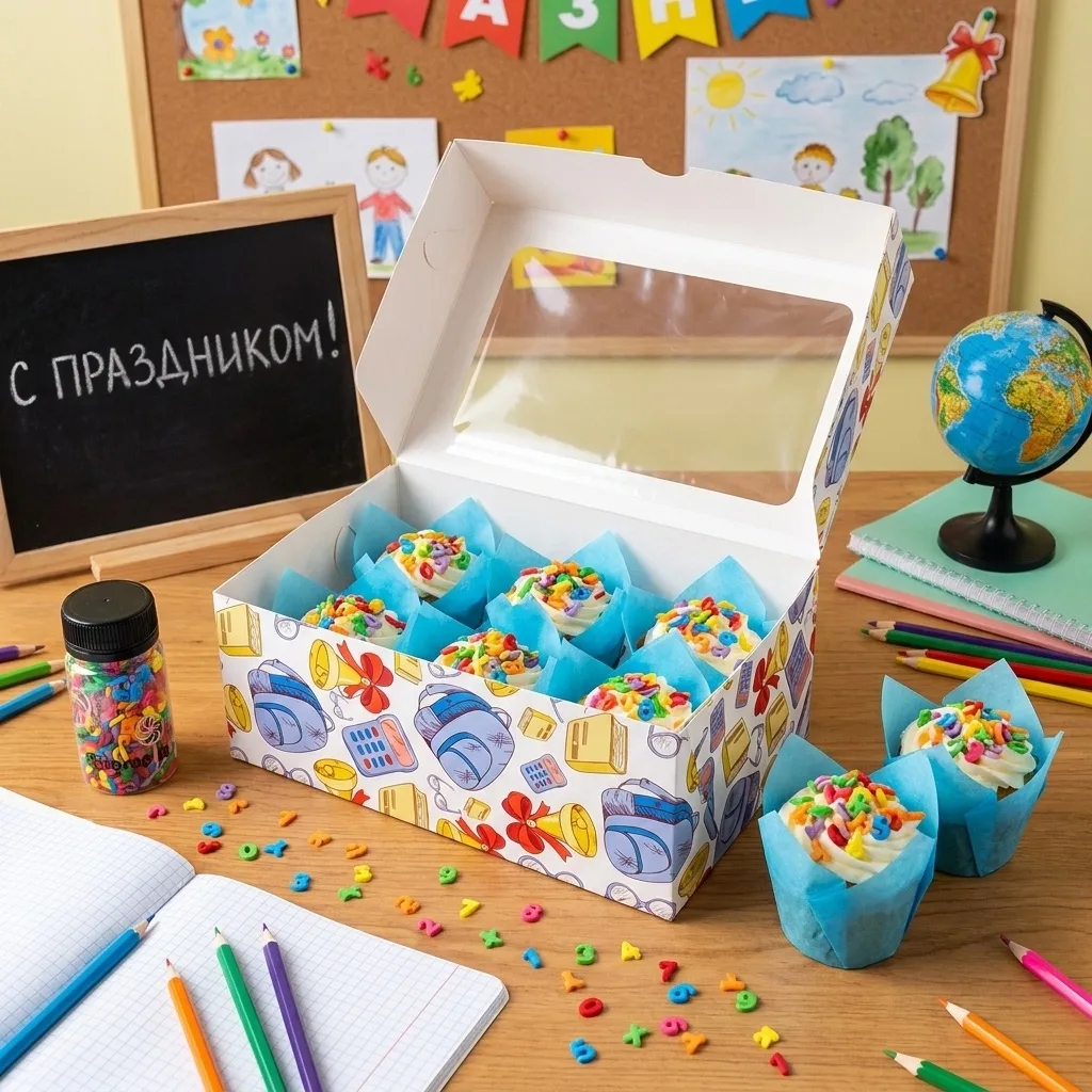 Идея 💡 как очень просто украсить капкейки 🧁 к первому сентября 🔔✨, купить красивую т...