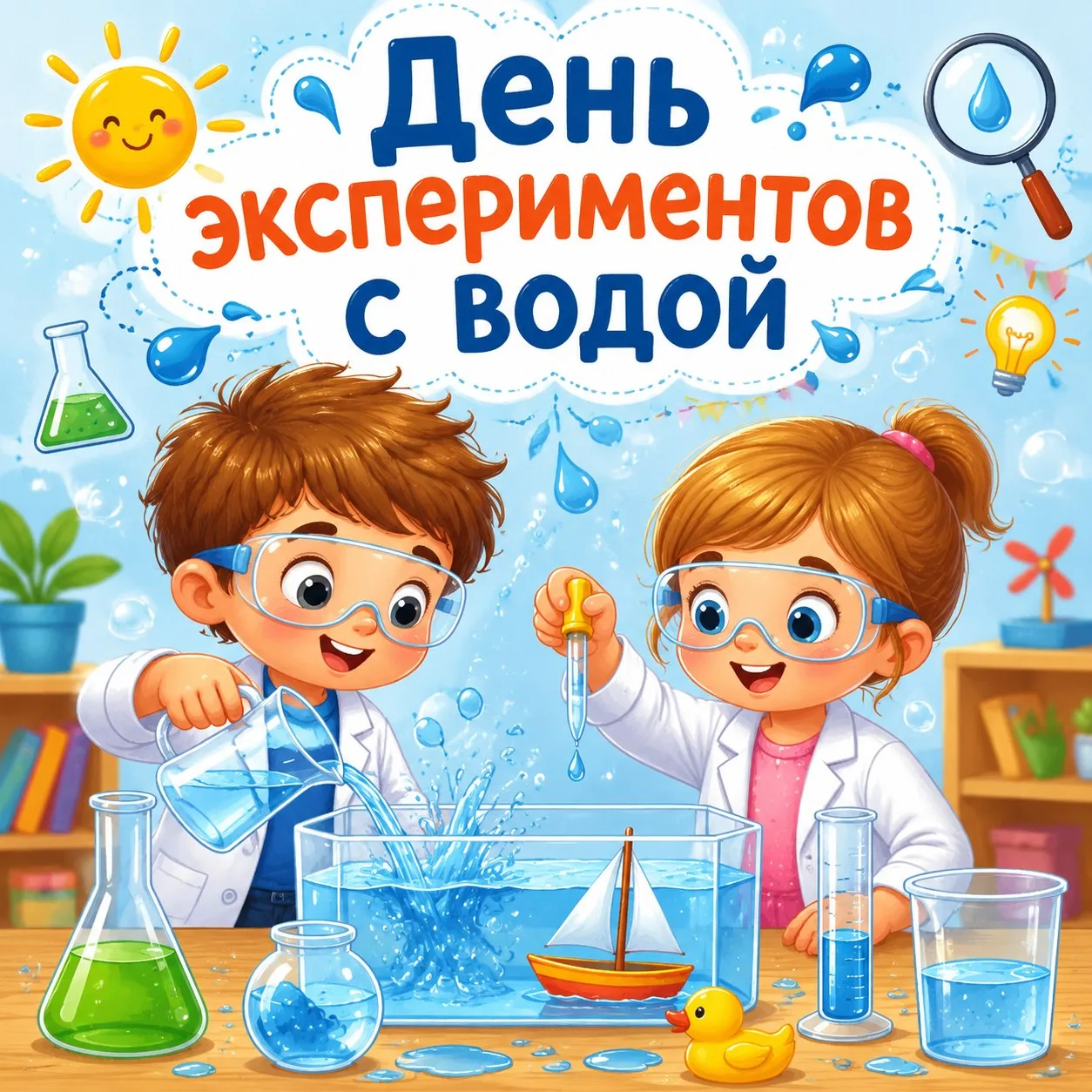 Сегодня в дежурной группе нашего детского сада прошел «День экспериментов с водой». Воспитанники поз