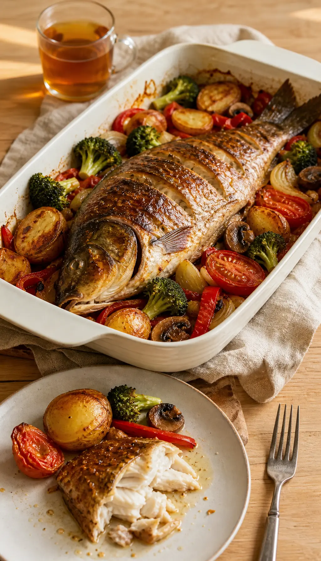 Карп с овощами