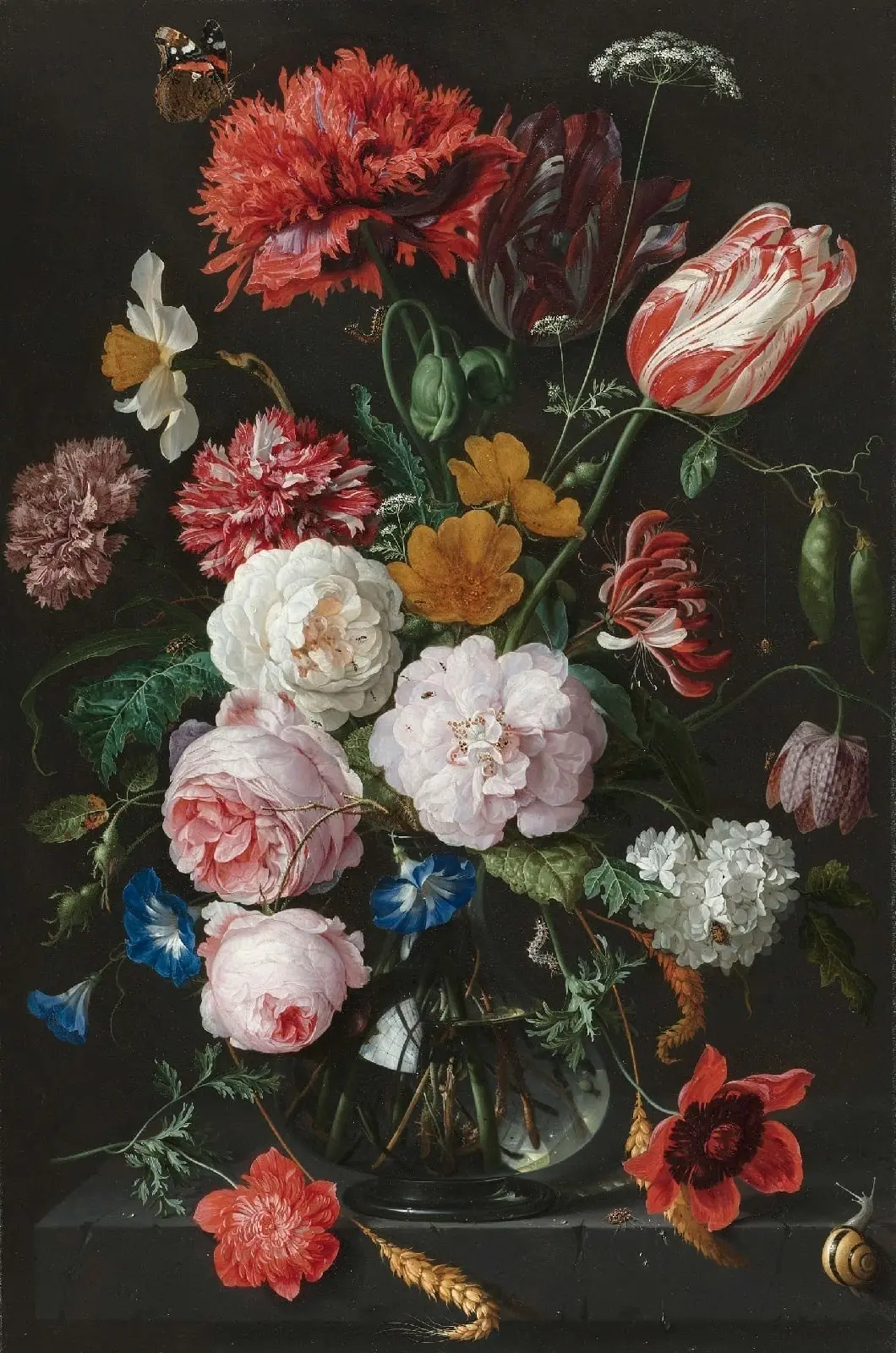 "Букет цветов в стеклянной вазе" (Stilleven met bloemen in een glazen vaas), 1650-1683 гг. 

Ян Дави