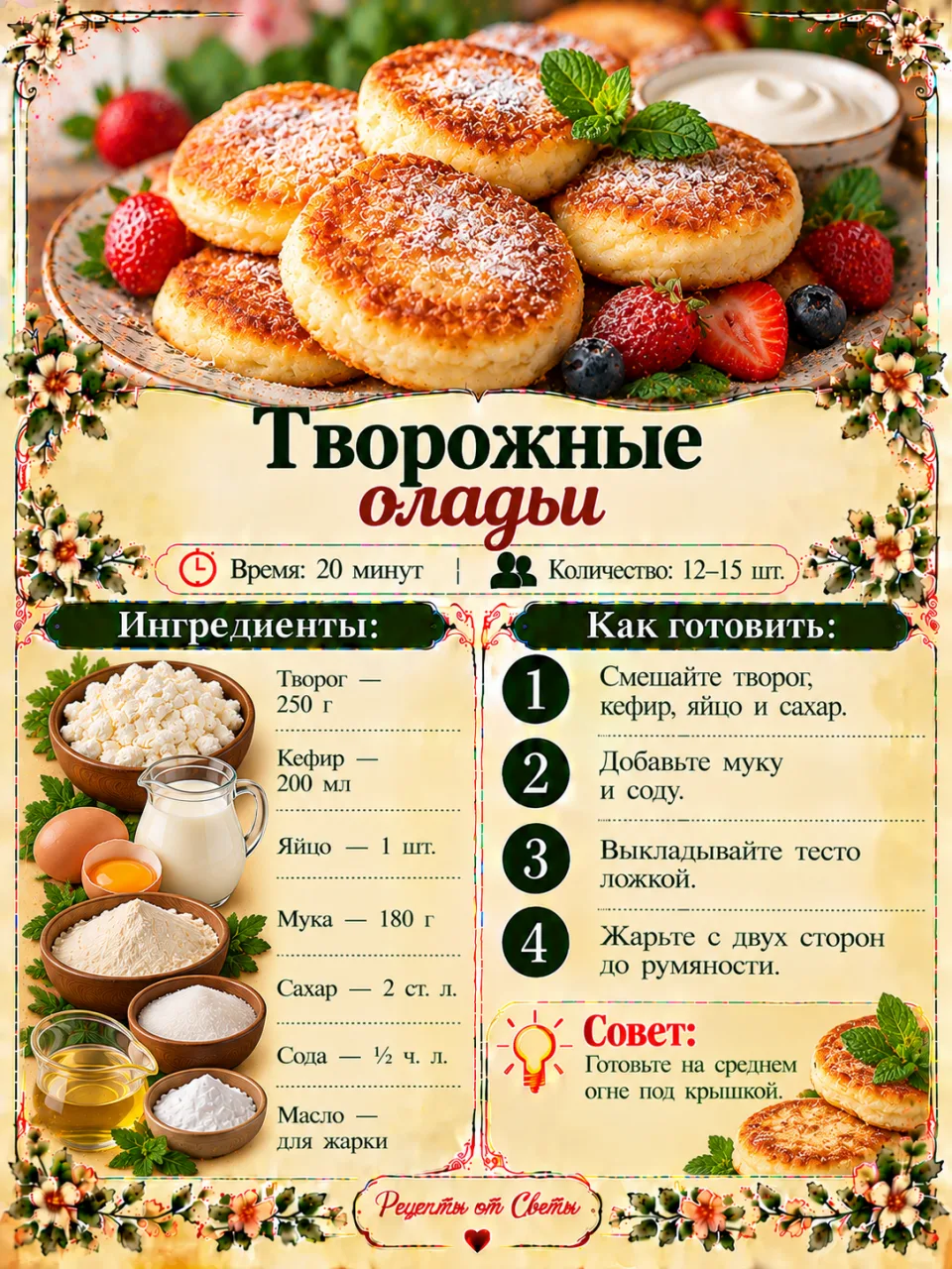 🥞 Творожные оладьи