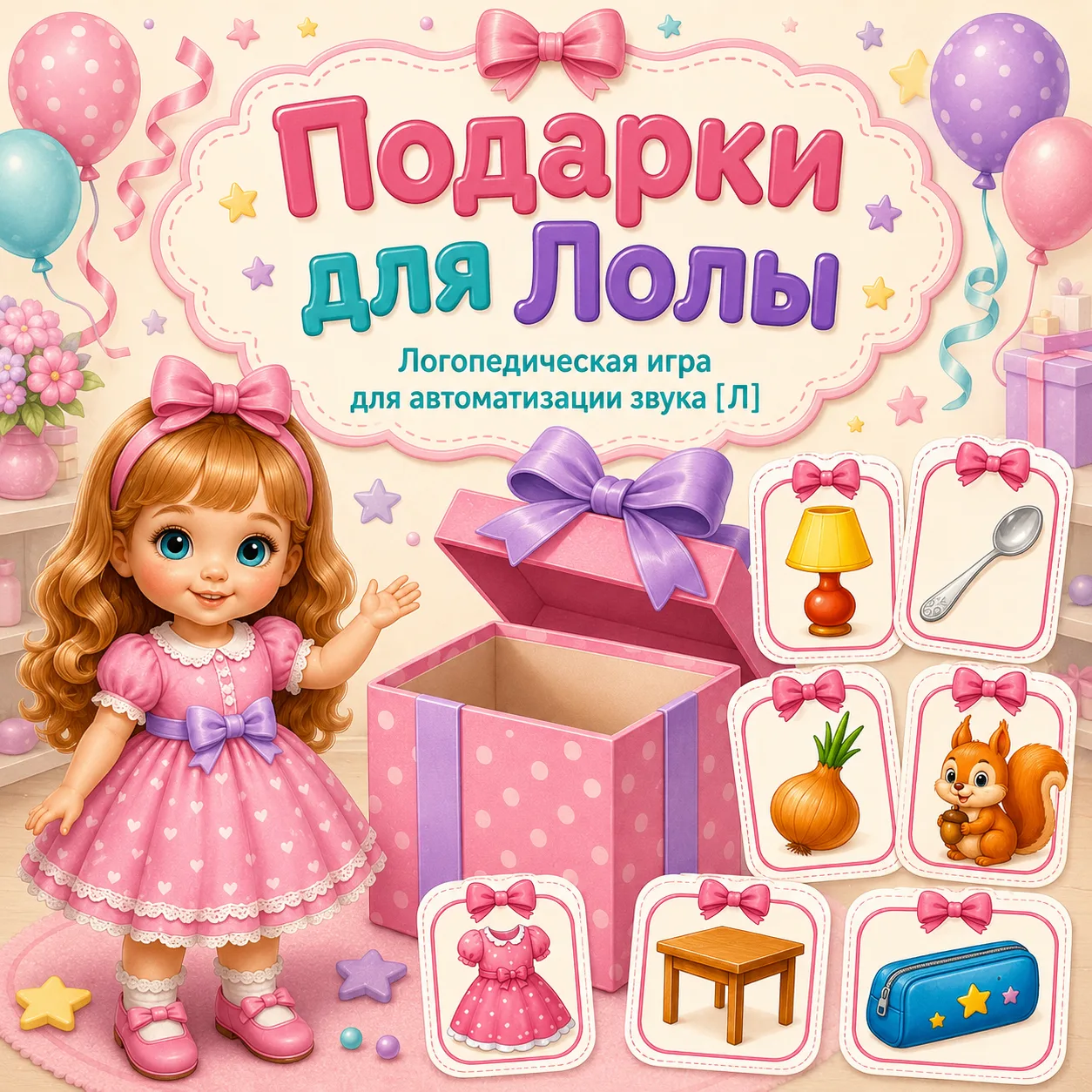 Друзья, делюсь с вами логопедической игрой "Подарки для Лолы", для отработки звука Л. Е...
