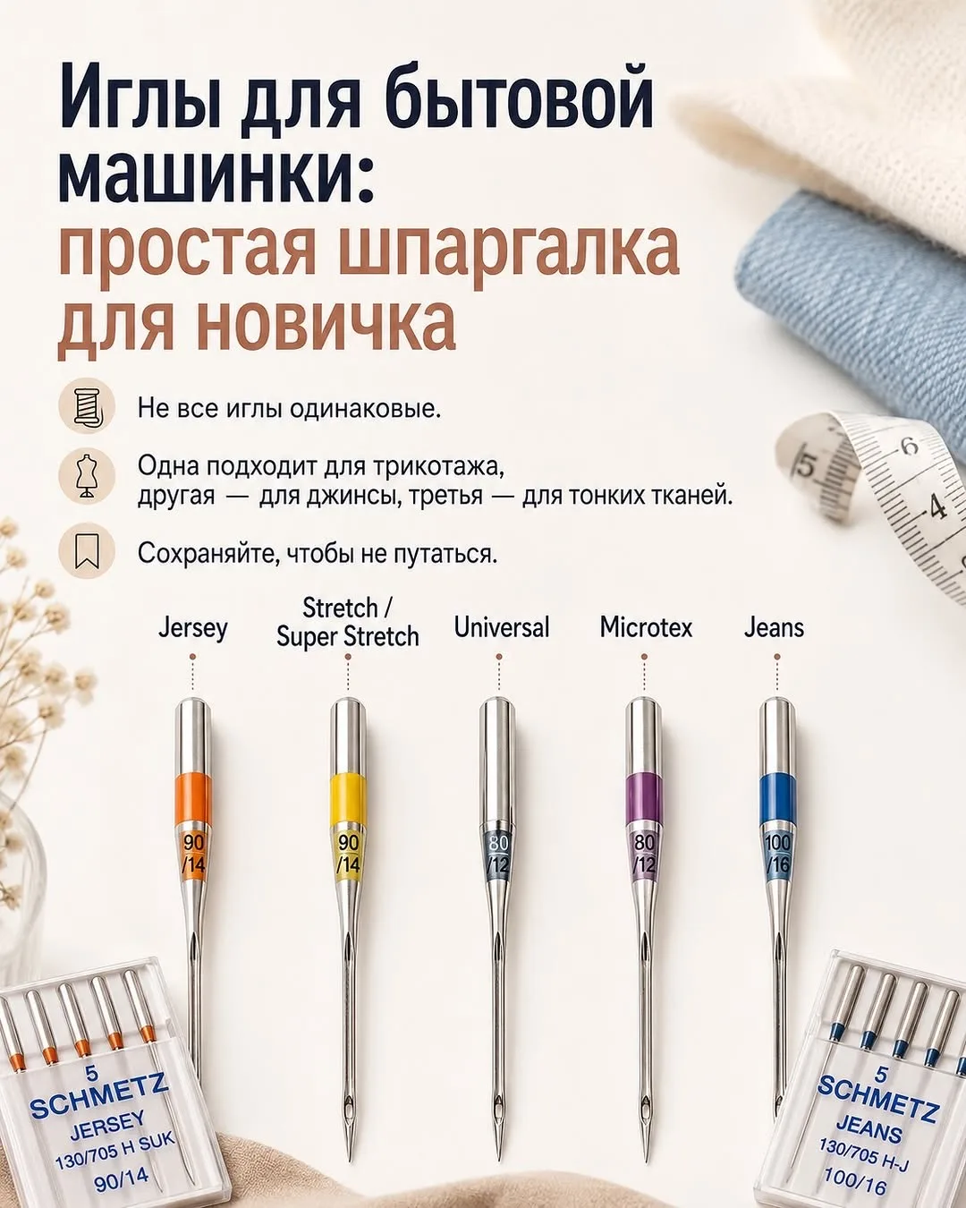 Кто плохо ориентируется в подборе швейных игл?

📌Шпаргалка по иглам производителя SCHMETZ маркировк