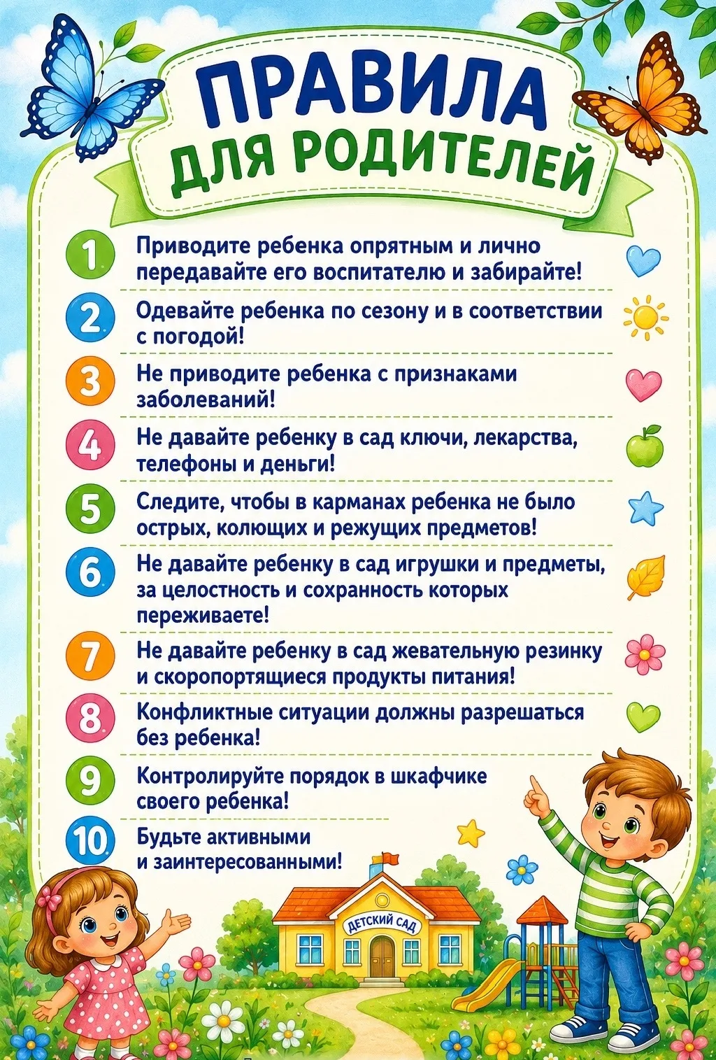 Правила для родителей📝