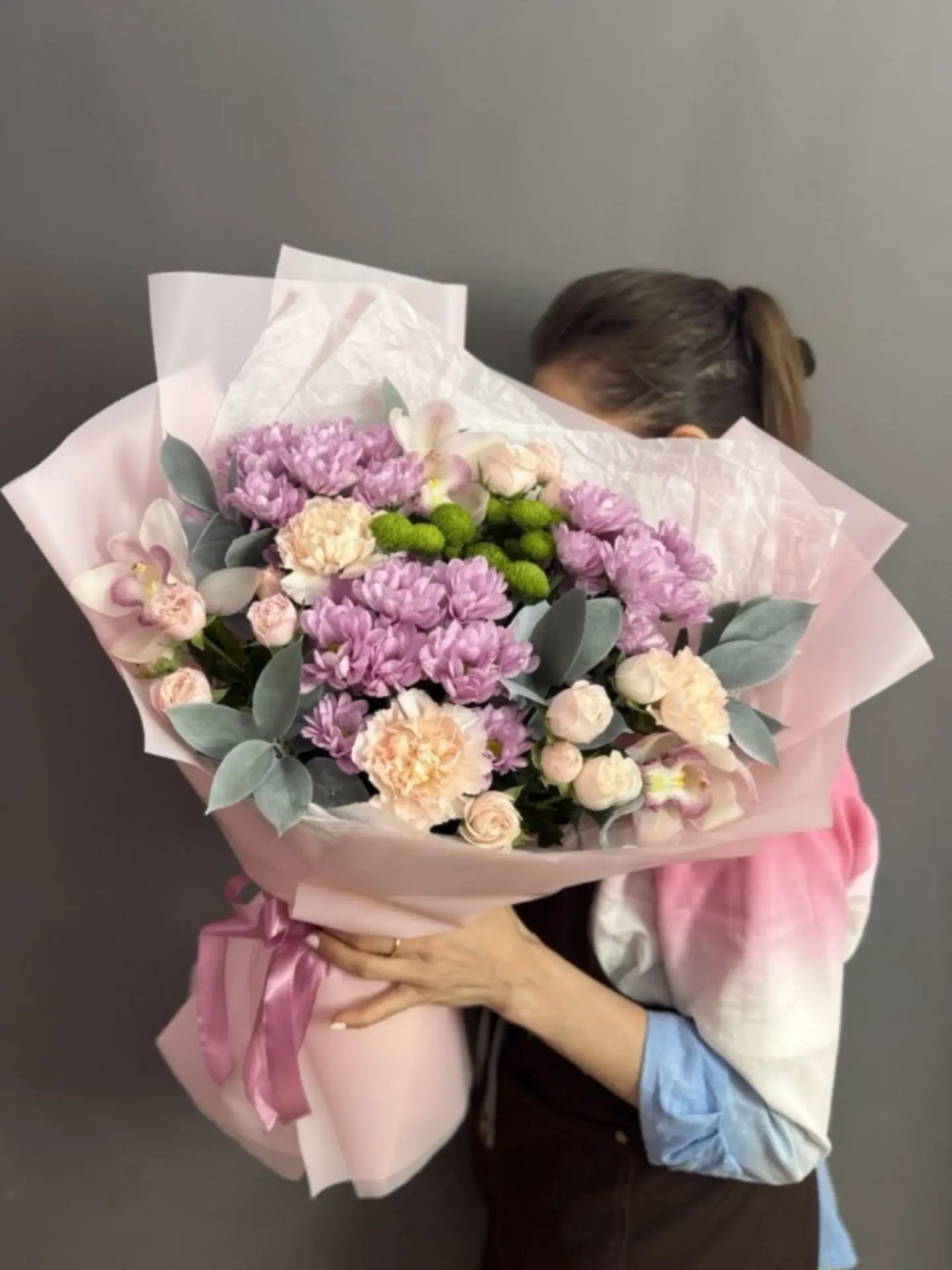 💕Авторский букет в нежной гамме с орхидеями