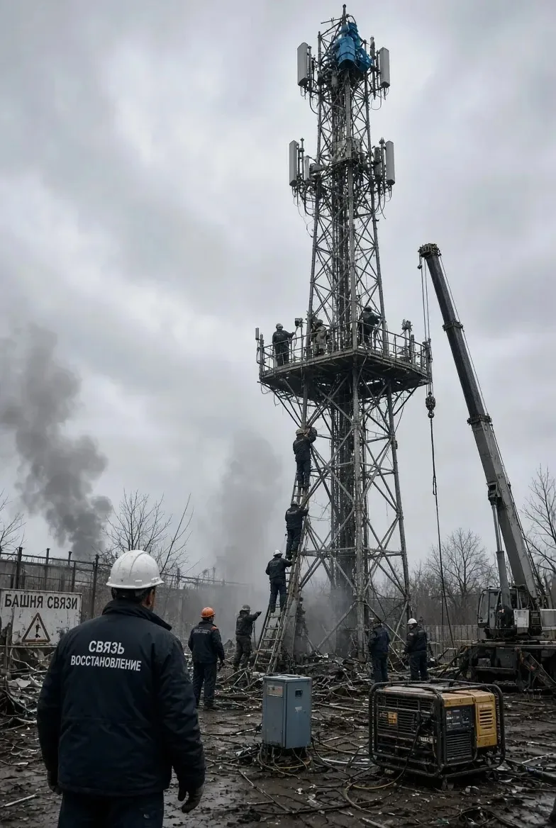 📡 После атаки БПЛА в Кромском районе восстанавливают вышку связи
