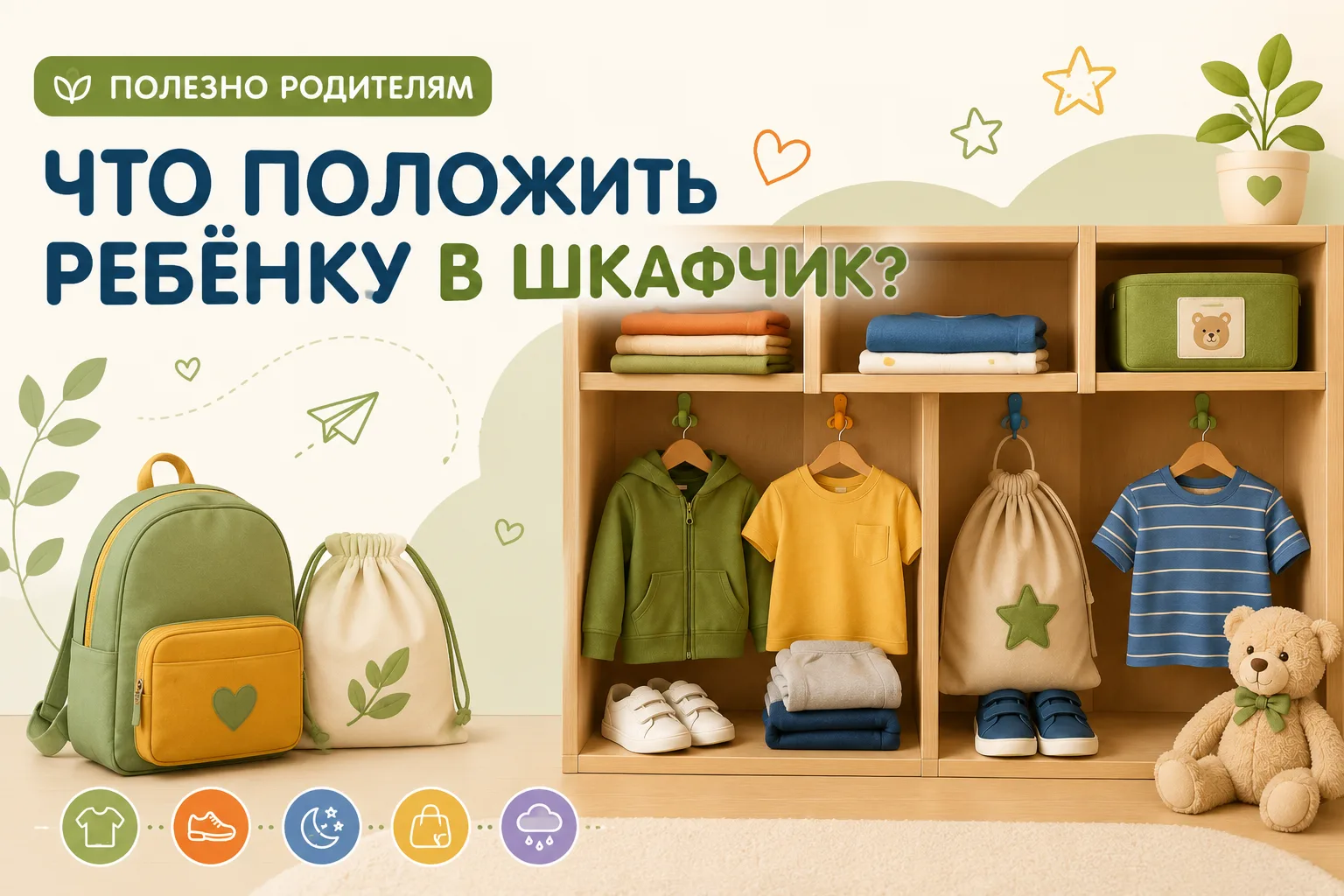 🎒 ПОЛЕЗНО РОДИТЕЛЯМ | Что положить ребёнку в шкафчик?