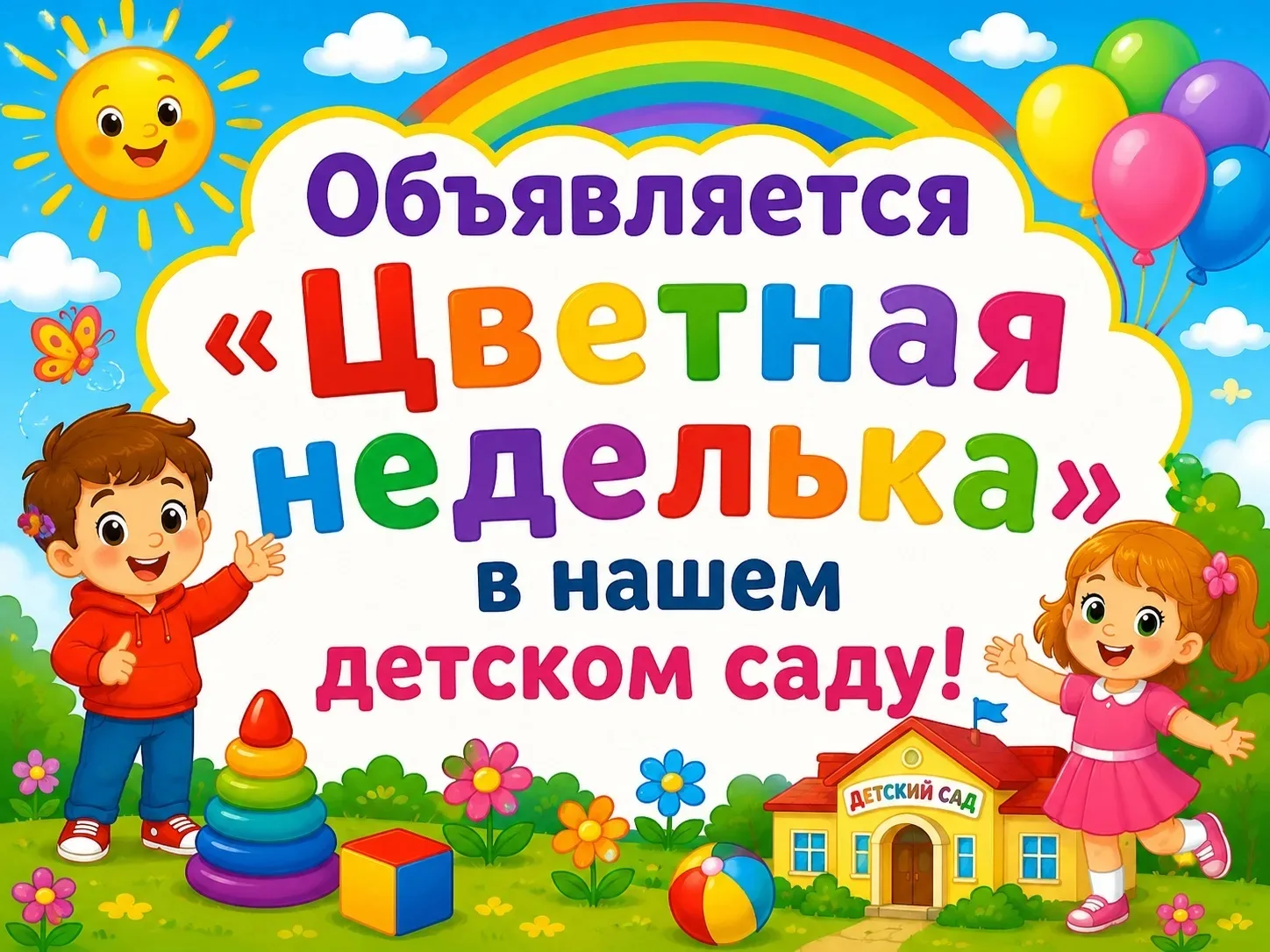 🌈 Внимание! С 1 по 5 июня в саду – «Цветная неделя» (да-да, с черным финалом)