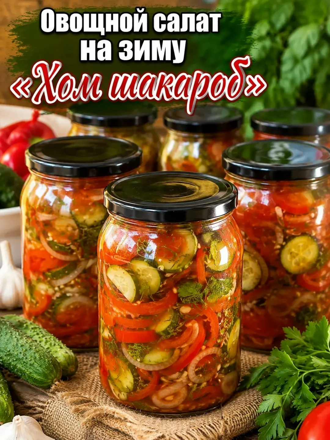 Овощной салат на зиму «Хом шакароб»
Летом овощей столько, что глаза разбегаются. Хочется сохранить н