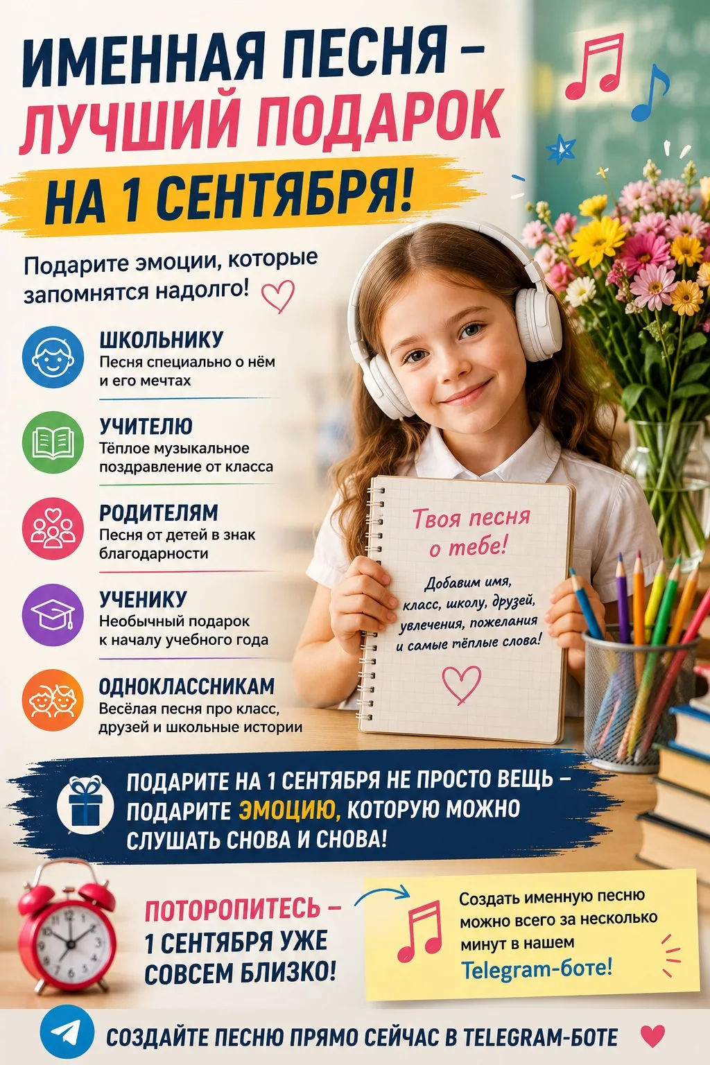 🎒🎵 Именная песня — лучший подарок на 1 сентября!