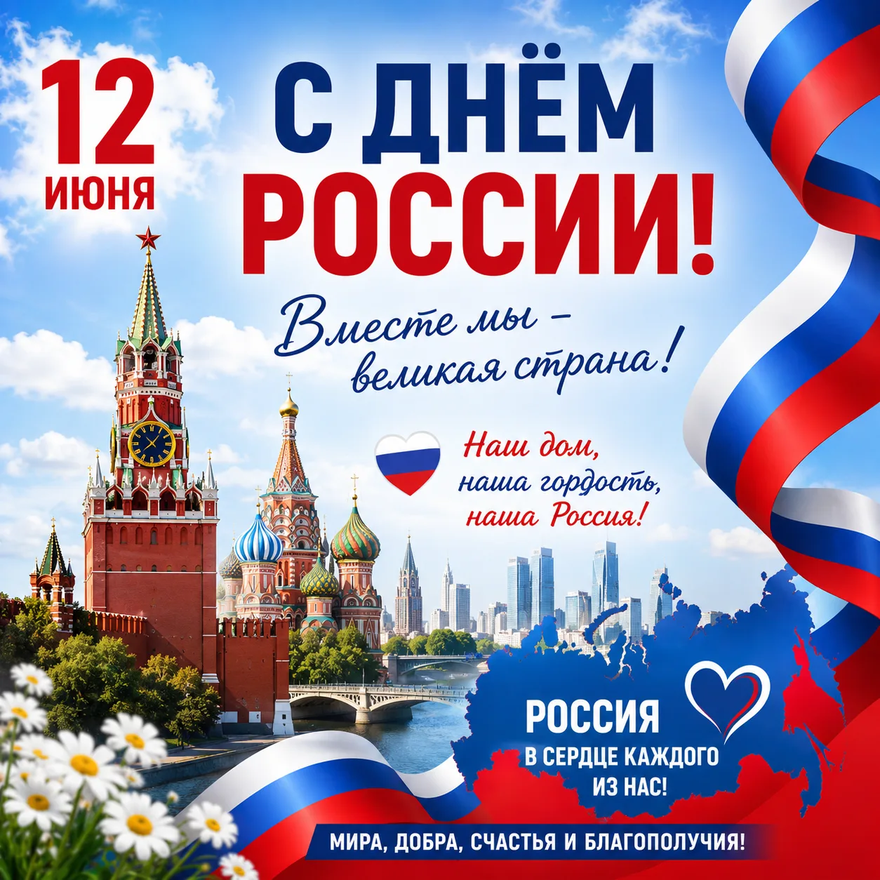 Поздравляем вас с Днём России!
Этот праздник объединяет миллионы людей по всей стране, напоминает о 