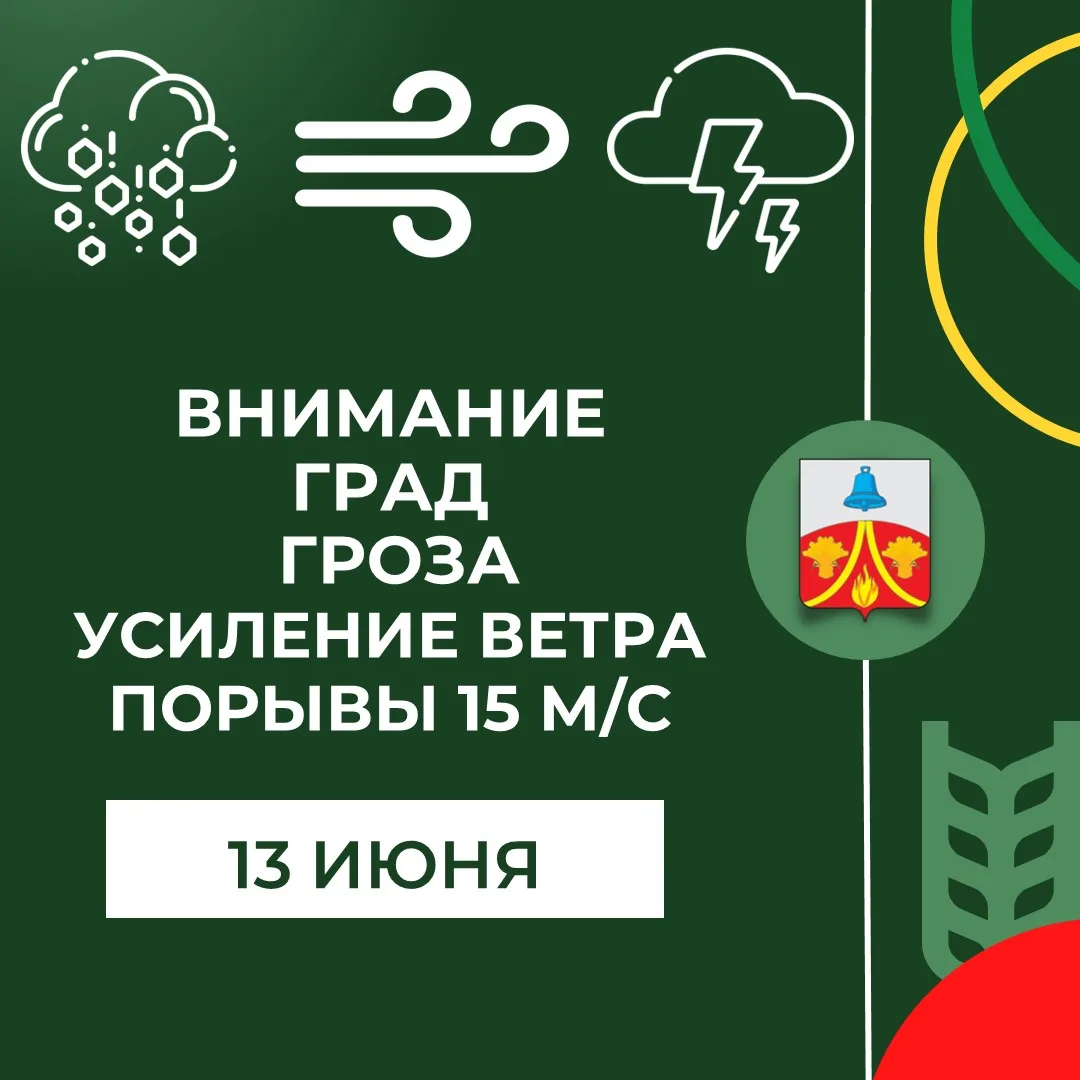 По информации ФГБУ «Центрального УГМС» ночью 13 июня в отдельных районах на территории Тульской обла