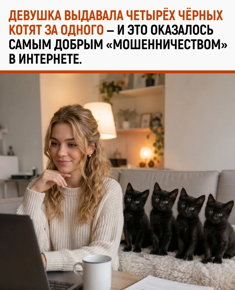 Девушка разместила объявление о чёрном котёнке, и первого малыша быстро забрали в новый дом. Но жела