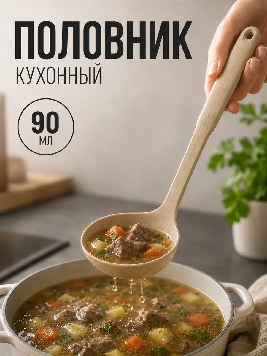 ⚡️ Половник кухонный «Беж» 31 см поварешка, Доляна