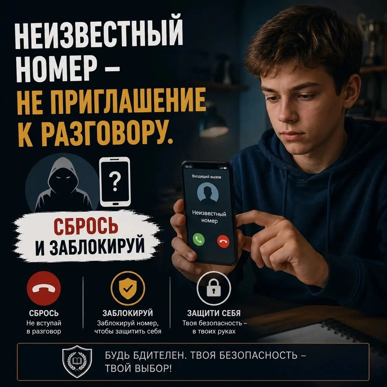 📞В современном мире угроза может прийти даже в виде обычного звонка. 

📌Неизвестный номер — это си