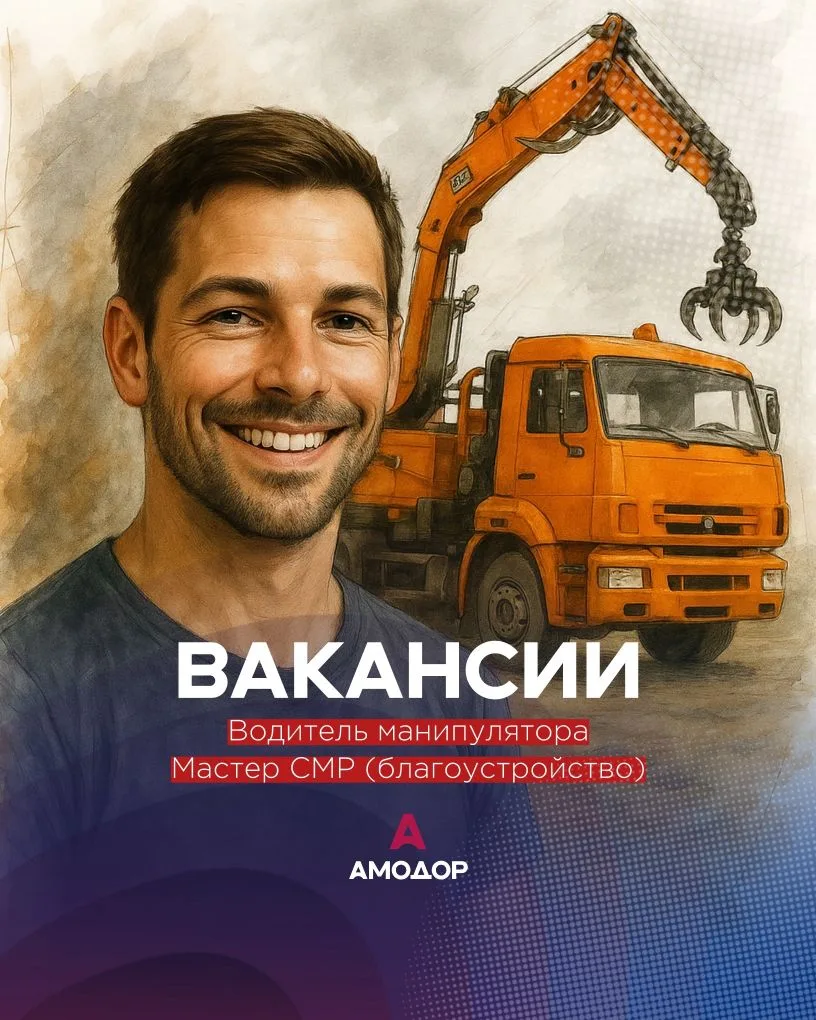 ГК «Амодор» расширяет команду: нам требуется профи. Ищем водителя манипулятора и руково...