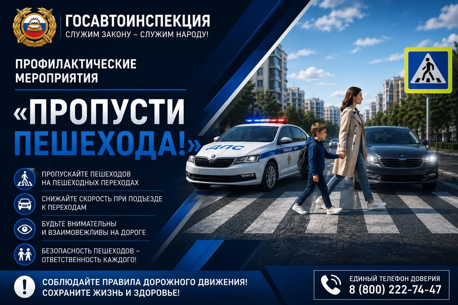 В Минераловодском округе пройдут профилактические мероприятия «Пропусти пешехода»