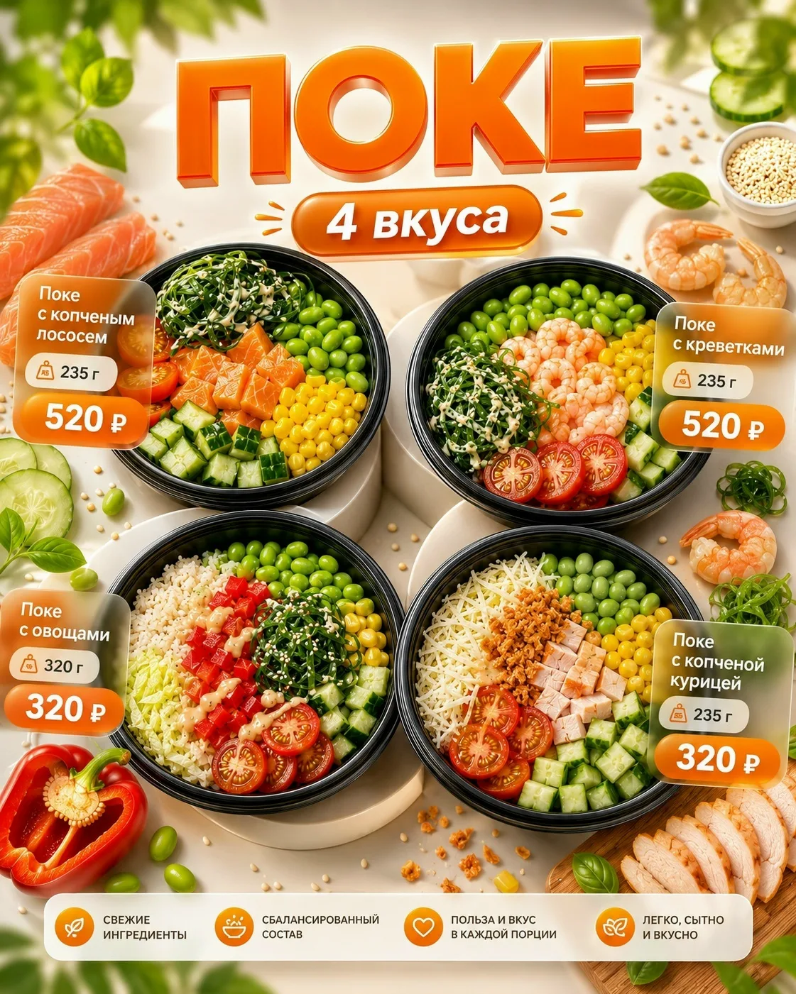 Поке — когда хочется чего-то свежего, сытного и без лишней тяжести 🥗