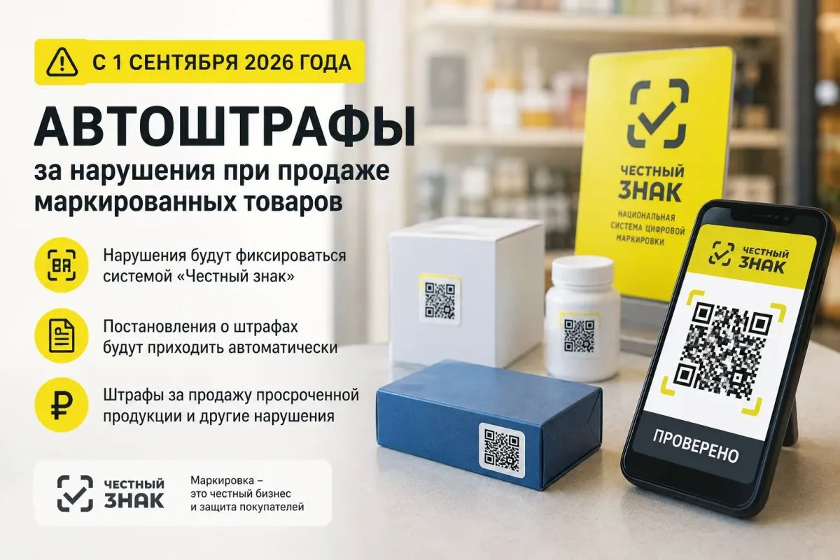 С 1 сентября 2026 года — «автоштрафы» за нарушение правил маркировки!