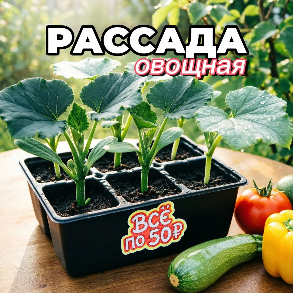 🌱 Огородный хит сезона: вся рассада по 50₽ в питомнике Зелёная контора! Успейте забрать!  - Кабачок.