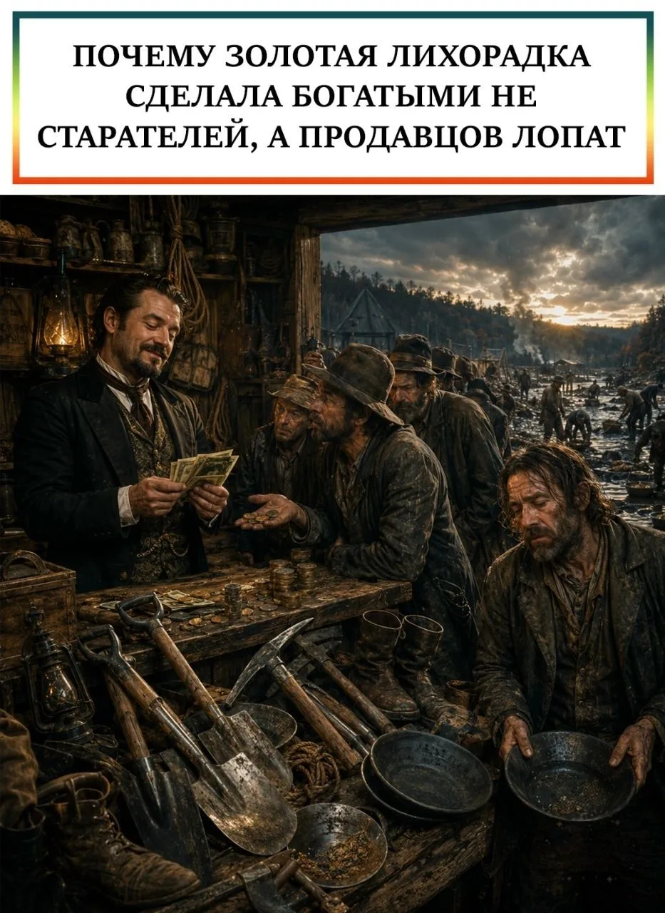 В 1848 году в Калифорнии нашли самородки, и туда хлынули десятки тысяч людей: фермеры, ...