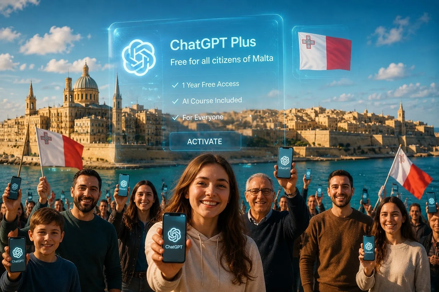 🇲🇹 Мальта первой в мире раздаст всем гражданам бесплатный ChatGPT Plus