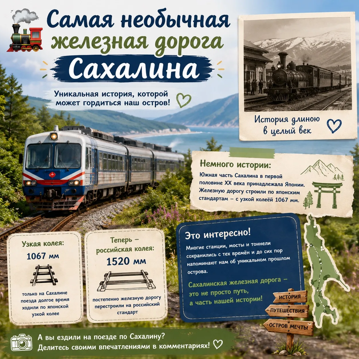 🚂 А вы знали?

Самая необычная железная дорога России находится на Сахалине! 🌊

Долгое время тольк